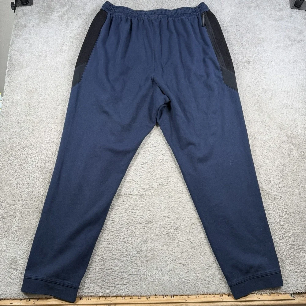 Nike Sweatpants Mens 3XL Blue Jersey Knit Swoosh Zip Pocket Dri-Fit Joggers Gym